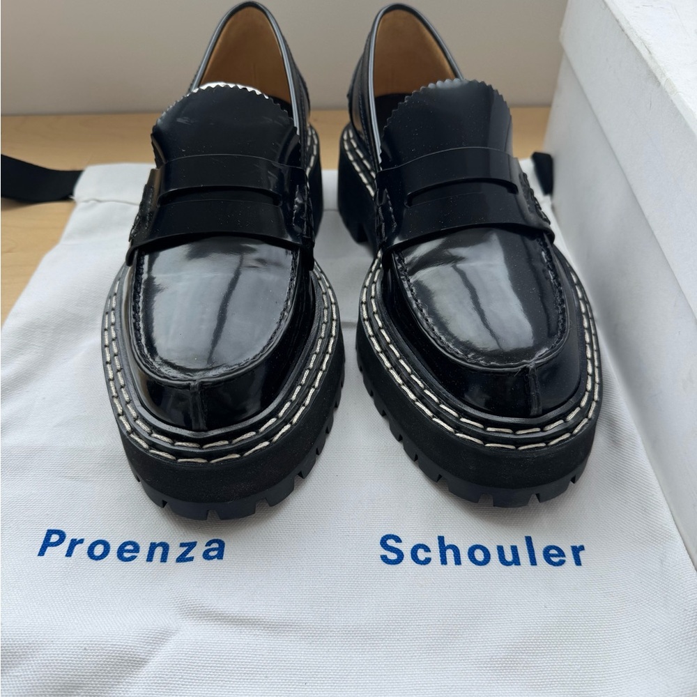 Proenza Schouler Black Patent Leather Platform Loafers - Picture 2 of 6